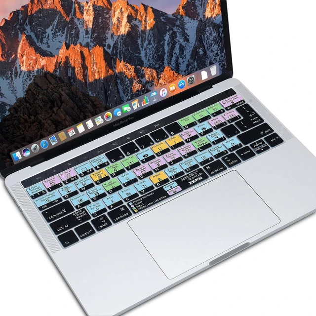 Alt view image 3 of 7 - XSKN Mac OS X Shortcut Silicone Keyboard Cover | Fits for 2016-2019 MacBook Pro 13" A2159 A1706 A1989 & 15" A1707 A1990, EU US Version, no fit for new M1/M2/M3 models