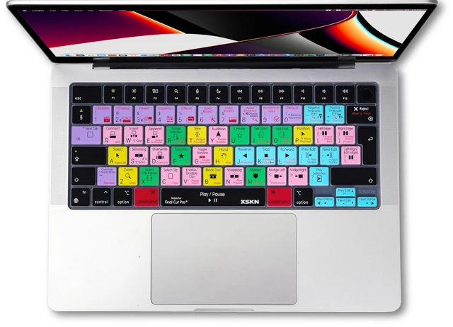 Alt view image 2 of 7 - XSKN Final Cut Pro Shortcut EU Version Silicone Keyboard Cover for Apple MacBook Air 13/15 inch with M5/M4/M3/M2 Chip and MacBook Neo with A18 Pro Chip