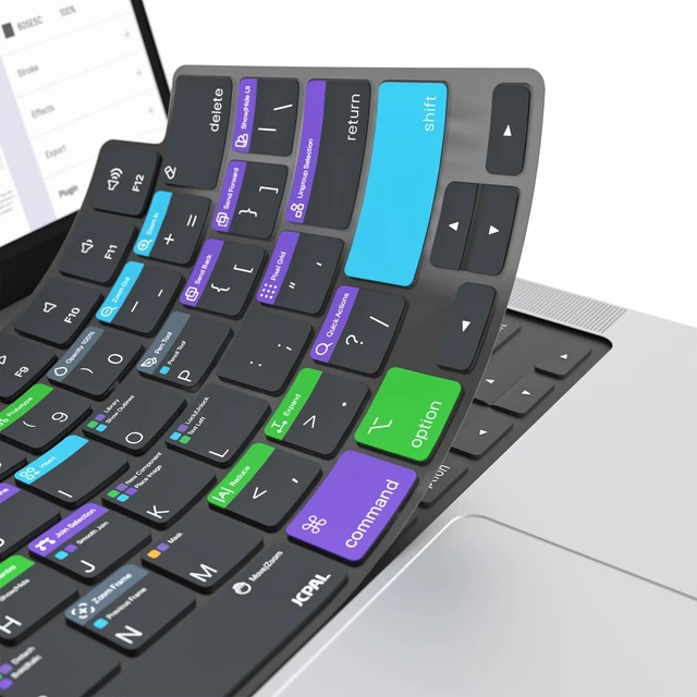 Alt view image 6 of 7 - JCPal Figma Shortcut Guide Keyboard Cover for Apple MacBook Pro/Air/Neo | 60+ Shortcuts, Ultra-thin, Washable, US Layout; Fits MacBook Pro 14 & 16 inch M1-M5, Air 13 & 15 inch M2-M5 & Neo