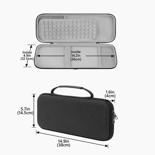 Alt view image 4 of 6 - GEEKRIA Hard Travel Carrying Case, Compatible with Logitech K380s/K380 + M355/M350s, Keyboard and Pebble Mouse Combo Protective Travel Bag (Dark Gray)