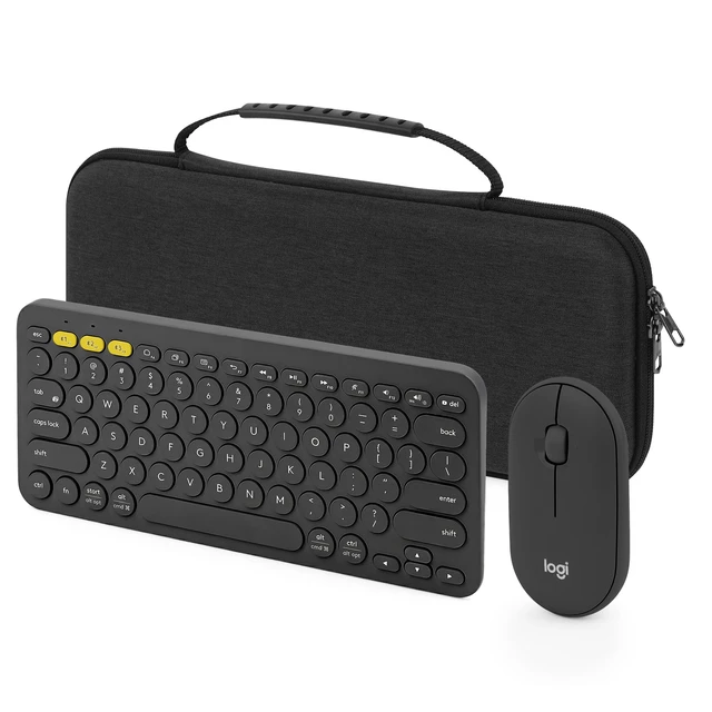Alt view image 5 of 6 - GEEKRIA Hard Travel Carrying Case, Compatible with Logitech K380s/K380 + M355/M350s, Keyboard and Pebble Mouse Combo Protective Travel Bag (Dark Gray)