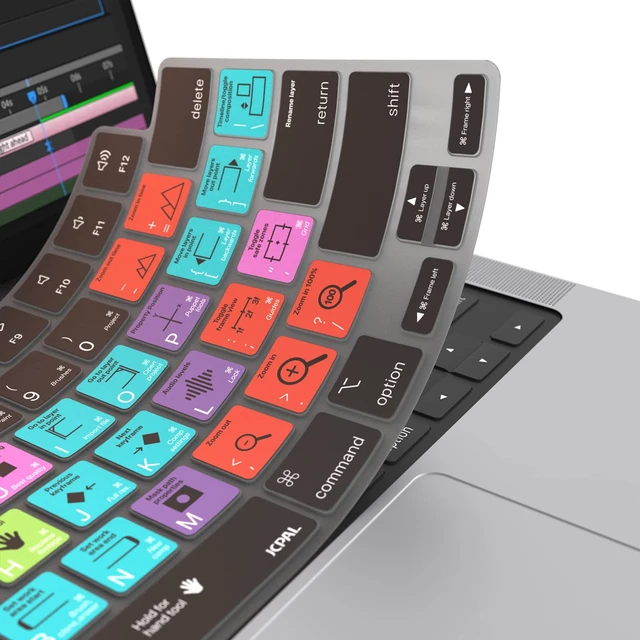 Alt view image 6 of 7 - Adobe After Effects Shortcut Guide Keyboard Cover for Apple MacBook | 80+ Color-Coded AE motion/VFX Hotkeys, Washable, US Layout; Fits MacBook Pro 14 & 16 inch M1-M5, Air 13 & 15 inch M2-M5 & Neo