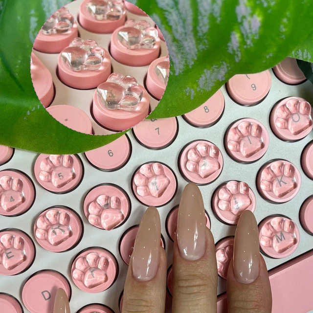 Main image of Transparent Glass Nail Keyboard Cover 80 Raised Keyboard Stickers, Nail-Safe Bubble-Free Typing, Clear PC/Laptop/Desktop/Calculator Key Covers (Cat Claw)