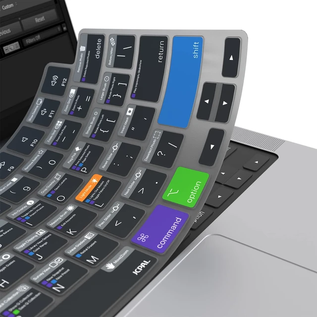 Alt view image 6 of 7 - JCPal Adobe Lightroom Shortcut Guide Keyboard Cover for MacBook Pro/Air/Neo | 100+ Color-Coded Lightroom Classic Hotkeys, US Layout; Fits MacBook Pro 14 & 16 inch M1-M5, Air 13 & 15 inch M2-M5 & Neo