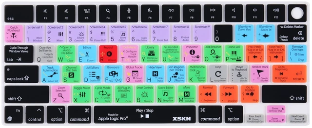 Main image of XSKN Logic Pro Shortcut US Keyboard Silicone Cover for 2021 and Later M1 M2 M3 M4 M5 Chip MacBook Air 13.6 15.3 inch MacBook Pro 14.2 16.2 inch with Touch ID