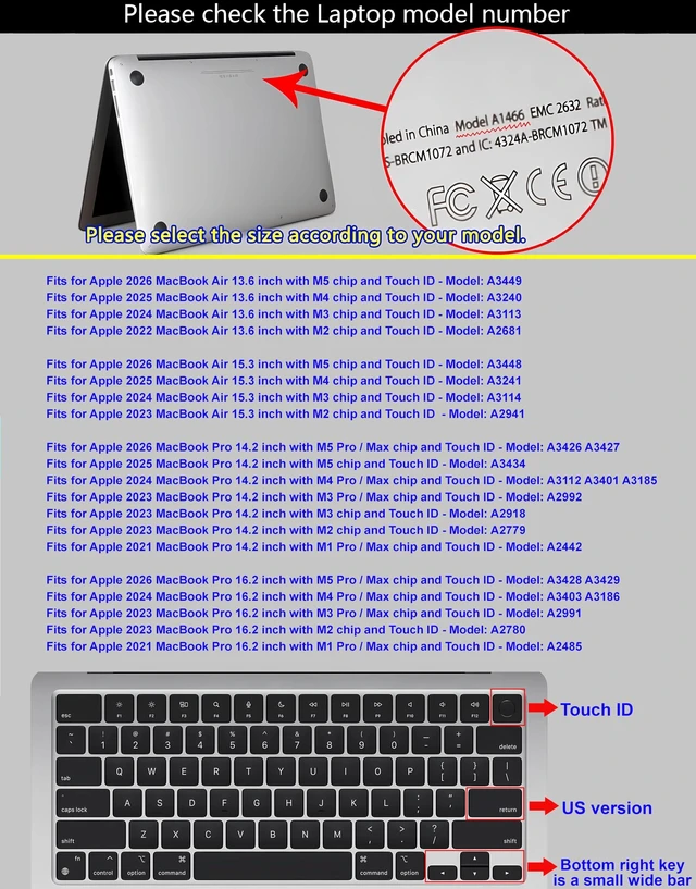 Alt view image 5 of 6 - XSKN Logic Pro Shortcut US Keyboard Silicone Cover for 2021 and Later M1 M2 M3 M4 M5 Chip MacBook Air 13.6 15.3 inch MacBook Pro 14.2 16.2 inch with Touch ID
