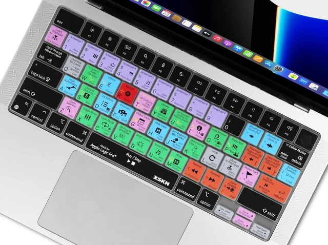 Alt view image 4 of 6 - XSKN Logic Pro Shortcut US Keyboard Silicone Cover for 2021 and Later M1 M2 M3 M4 M5 Chip MacBook Air 13.6 15.3 inch MacBook Pro 14.2 16.2 inch with Touch ID