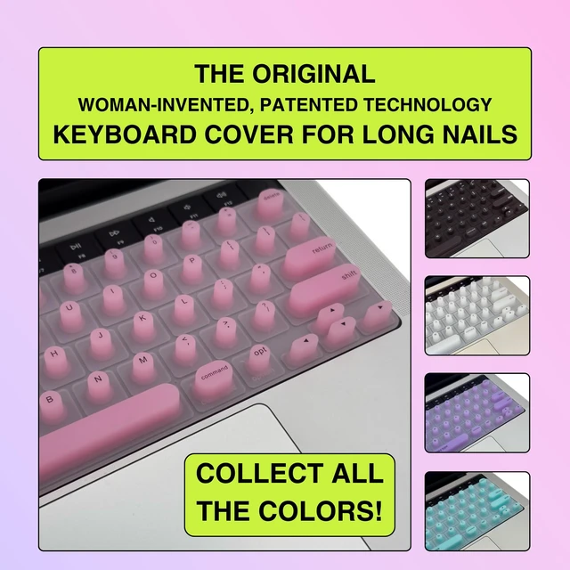 Alt view image 5 of 7 - TYPE Raised Laptop Keyboard Cover for Long Nails (Cotton Candy Pink) | Made to Fit MacBook Neo, Pro 13/15" (2016+), Pro 14/16" (2021+), Air 13" (2020+), Air 15" (2023+), 13" iPad & Magic Keyboard