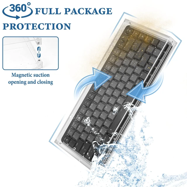 Alt view image 2 of 6 - GEEKRIA Keyboard Travel Case Compatible with Logitech MX Mechanical Mini Keyboard, Compact Wireless Keyboard Acrylic Dust Cover with Magnetic Closing, Full Closure Protection (Clear)
