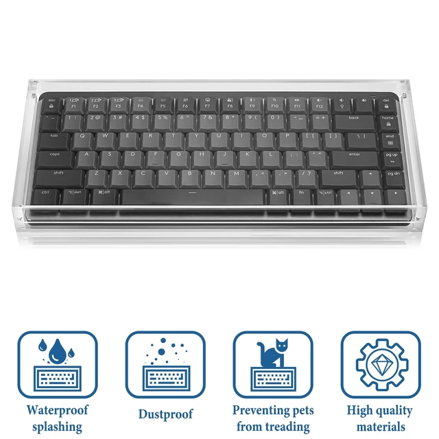 Alt view image 3 of 6 - GEEKRIA Keyboard Travel Case Compatible with Logitech MX Mechanical Mini Keyboard, Compact Wireless Keyboard Acrylic Dust Cover with Magnetic Closing, Full Closure Protection (Clear)