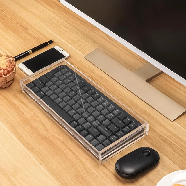 Alt view image 6 of 6 - GEEKRIA Keyboard Travel Case Compatible with Logitech MX Mechanical Mini Keyboard, Compact Wireless Keyboard Acrylic Dust Cover with Magnetic Closing, Full Closure Protection (Clear)