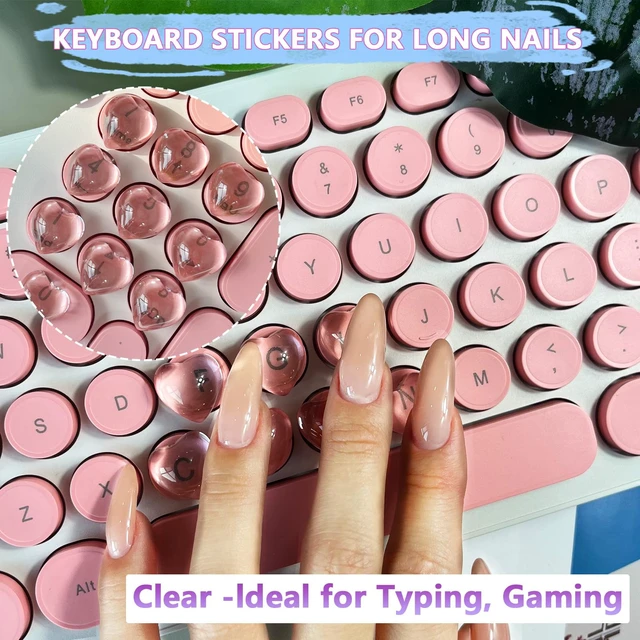 Alt view image 4 of 7 - Transparent Glass Nail Keyboard Cover 80 Raised Keyboard Stickers, Nail-Safe Bubble-Free Typing, Clear PC/Laptop/Desktop/Calculator Key Covers (Love)