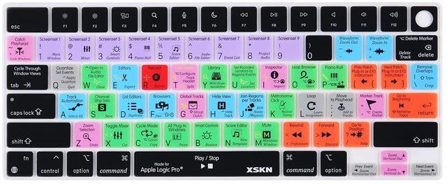 Main image of XSKN Logic Pro Shortcut US Version Silicone Keyboard Cover for Apple MacBook Air 13/15 inch with M5/M4/M3/M2 Chip and MacBook Neo with A18 Pro Chip