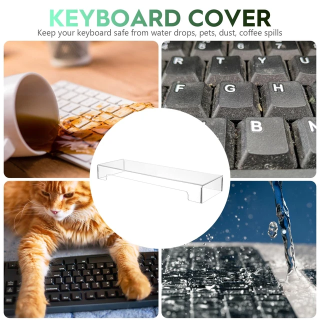 Alt view image 7 of 7 - Acrylic Keyboard Cover, Clear Keyboard Dust Cover for Desktop Anti-Cat Protector Lid Waterproof Protective Case (18.5x5.9x1.8 Inches)