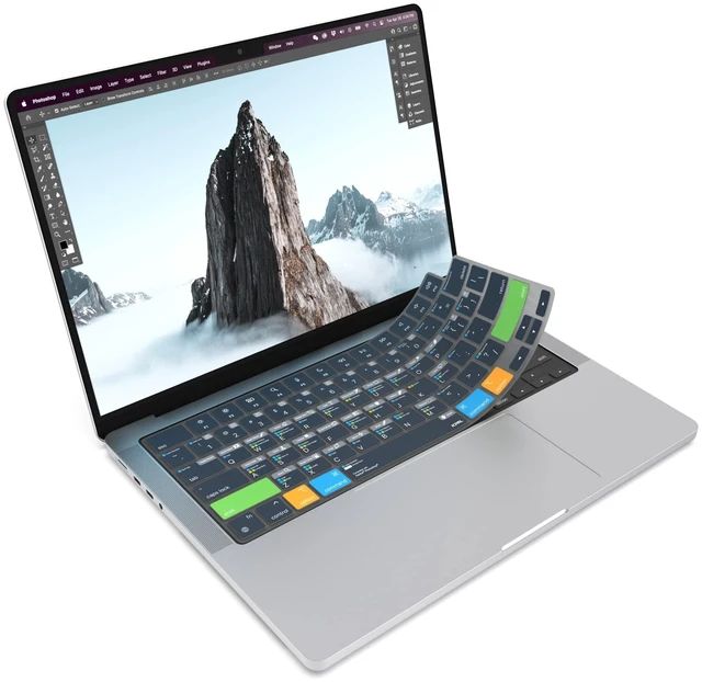 Main image of JCPal Adobe Photoshop Shortcut Guide Keyboard Cover for MacBook Pro/Air/Neo | Color-Coded Shortcuts for Speed Editing, US Layout; Fits MacBook Pro 14 & 16 inch M1-M5, Air 13 & 15 inch M2-M5 & Neo
