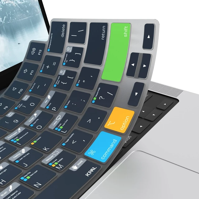 Alt view image 6 of 7 - JCPal Adobe Photoshop Shortcut Guide Keyboard Cover for MacBook Pro/Air/Neo | Color-Coded Shortcuts for Speed Editing, US Layout; Fits MacBook Pro 14 & 16 inch M1-M5, Air 13 & 15 inch M2-M5 & Neo