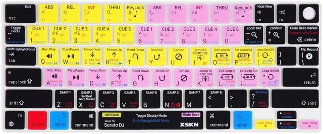 Main image of XSKN Serato DJ Shortcut US Version Keyboard Cover for 2026-2021 MacBook Pro 14 16 inch MacBook Air 13 15 inch with M5/M4/M3/M2/M1 and MacBook Neo