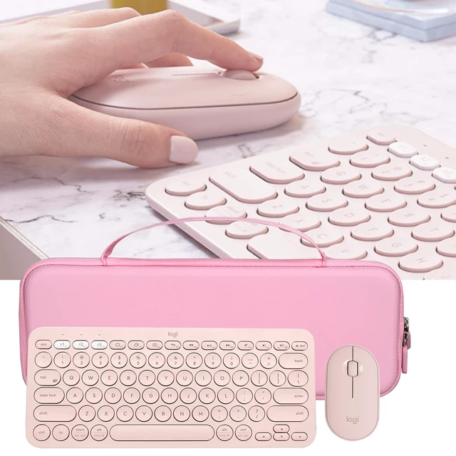 Alt view image 4 of 7 - Aproca Case for Logitech Pebble Keys 2 K380s Keyboard & Mouse -Pink | Carrying Case, Water-resistant & Shock-resistant, Soft Inner Lining Protects Keyboard, Mesh Pocket Stores USB Cables