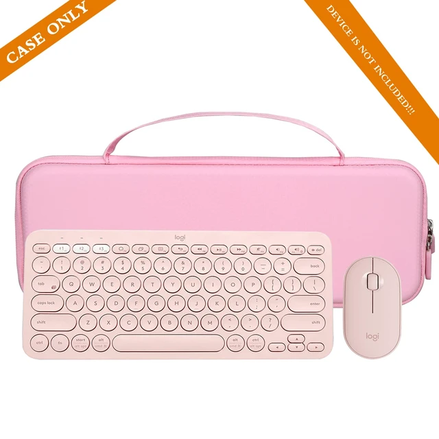 Alt view image 5 of 7 - Aproca Case for Logitech Pebble Keys 2 K380s Keyboard & Mouse -Pink | Carrying Case, Water-resistant & Shock-resistant, Soft Inner Lining Protects Keyboard, Mesh Pocket Stores USB Cables