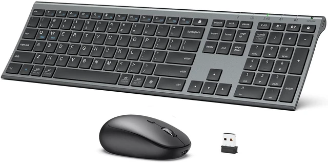 Main image of iClever DK03 Bluetooth Keyboard and Mouse Combo, Slim Full-Size, Space Gray | Dual Bluetooth & 2.4G Modes, Slim Wireless Keyboard Mouse with Numeric Keypad, Quiet Typing, Rechargeable, for Windows &