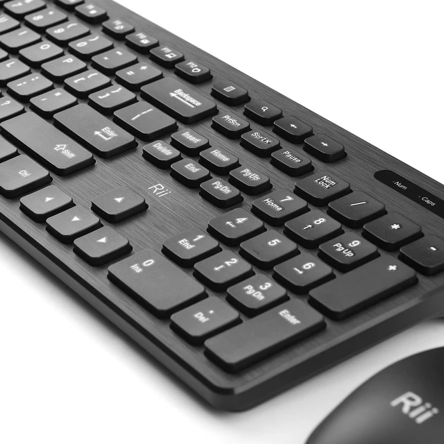 Alt view image 5 of 7 - Wireless Keyboard and Mouse Combo - Rii Standard Office PC Keyboard and Optical Wireless Mice (Black (2 Pack))