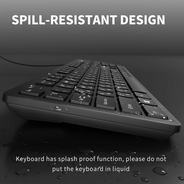 Alt view image 7 of 7 - MIKUSO Russian English Bilingual keyboard,Splash Proof Design | Non Fade Letters,Full Size Design with Number Pad,Wired USB-A Keyboard Suitable for Computer,Laptop,PC,Windows