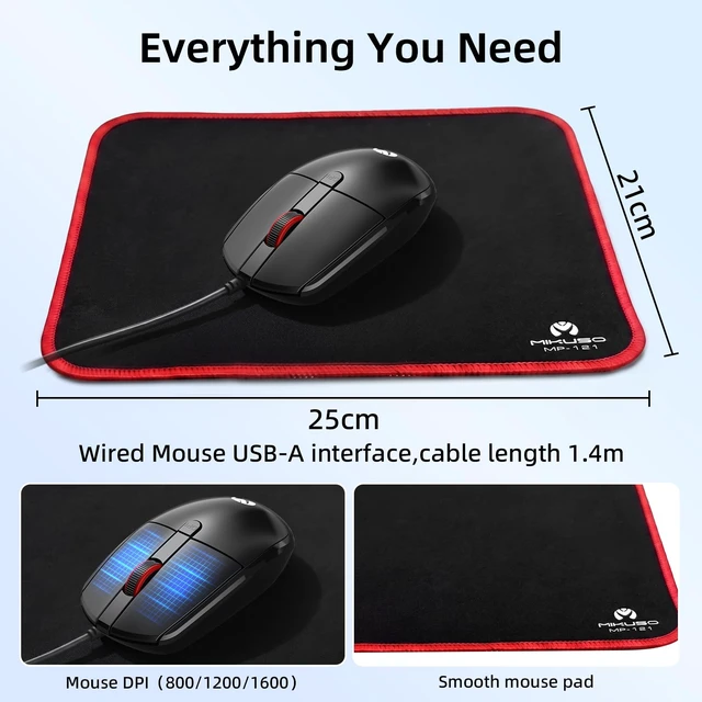 Alt view image 6 of 7 - MIKUSO Large Print Wired Keyboard and Mouse Combo,Ergonomic with Palm Rest | 4 in 1 Set,Full Size Numpad,Ergonomic Wrist Rest,Dust Cover,Computer Optical Corded Mouse,for Windows,Desktop/Laptop/PC