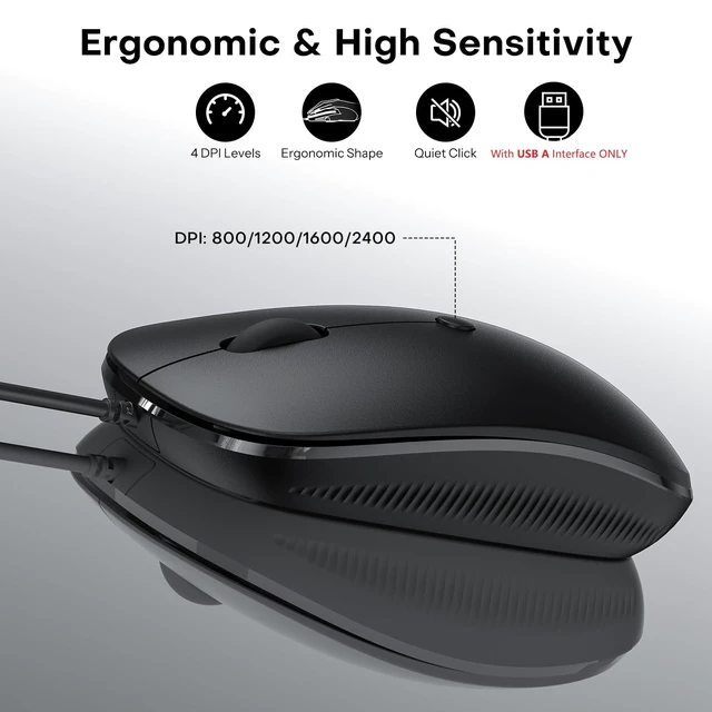 Alt view image 3 of 7 - OMOTON Wired Keyboard and Mouse for Mac, Compact Layout | Keyboard with Dual Interface (Type-C and USB A), Mouse with ONLY USB A Interface for Mac/iMac/MacBook, Black Grey