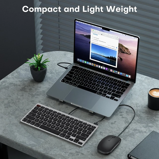 Alt view image 7 of 7 - OMOTON Wired Keyboard and Mouse for Mac, Compact Layout | Keyboard with Dual Interface (Type-C and USB A), Mouse with ONLY USB A Interface for Mac/iMac/MacBook, Black Grey