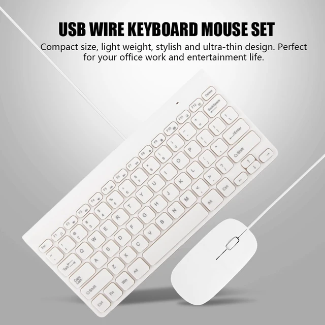 Alt view image 2 of 7 - Wired Keyboard and Mouse, Ultra-Thin USB Keyboard Optical Mouse Set ComboFull Size Wire Corded Keyboard Mouse Combo Set with Number Pad for Laptop,PC,Desktop(White)