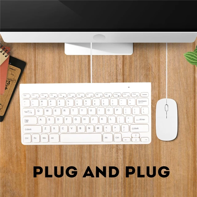 Alt view image 4 of 7 - Wired Keyboard and Mouse, Ultra-Thin USB Keyboard Optical Mouse Set ComboFull Size Wire Corded Keyboard Mouse Combo Set with Number Pad for Laptop,PC,Desktop(White)
