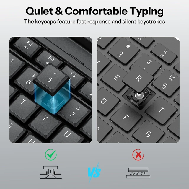 Alt view image 5 of 7 - OMOTON Wireless Keyboard and Mouse Combo,2.4GHz USB Receiver & Phone Holder | Silent Typing for Home/Office, Adjustable DPI Mouse and Full Size Keyboard for Windows/Computer/PC, Dark Black