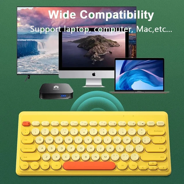 Alt view image 6 of 6 - Keyboard and Mouse Combo,2.4G Wireless 79 Cute Round Keys Small Keyboards Silent and 1600 DPI Optical Mice Set (Yellow)