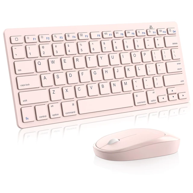 Main image of OMOTON Bluetooth Keyboard and Mouse for iPad, Slim & Silent, Pink | Wireless keyboard & mouse for iPad. Slim design, quiet typing & silent clicks. Ideal for students, office & home use
