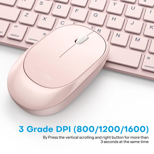 Alt view image 6 of 7 - OMOTON Bluetooth Keyboard and Mouse for iPad, Slim & Silent, Pink | Wireless keyboard & mouse for iPad. Slim design, quiet typing & silent clicks. Ideal for students, office & home use