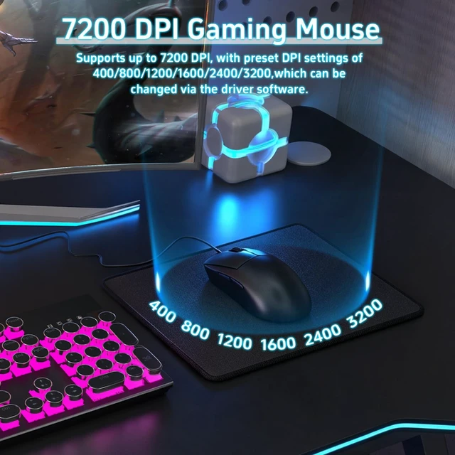 Alt view image 5 of 7 - Bevewlpol Mechanical Gaming Keyboard Mouse Combo, Wired USB RGB Gaming Keyboard with Clicky Blue Switches, ABS Keycaps, 10 Backlight Modes, Gaming Mouse and Large Mouse Pad for PC Computer Gamer Setup