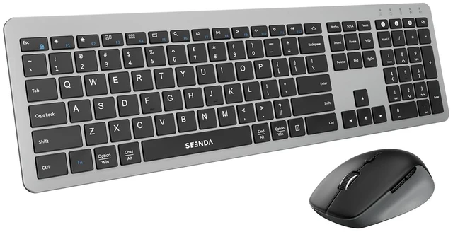 Main image of Seenda Dark Gray Wireless Keyboard and Mouse Combo, Bluetooth & 2.4G