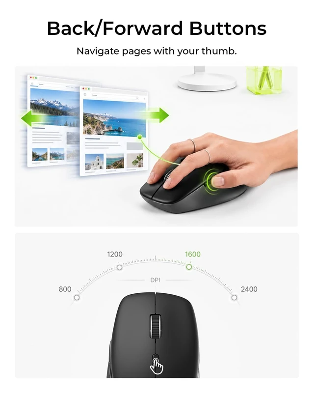 Alt view image 6 of 7 - Seenda Dark Gray Wireless Keyboard and Mouse Combo, Bluetooth & 2.4G
