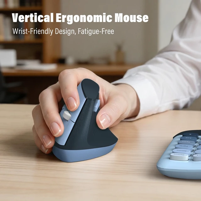 Alt view image 3 of 7 - MOFII Wireless Ergonomic Keyboard and Mouse Combo, Split Curved Keyboard with Wrist Rest, Vertical Mouse, 2.4G, for PC Laptop Desktop Mac- Blue Gradient Colorful
