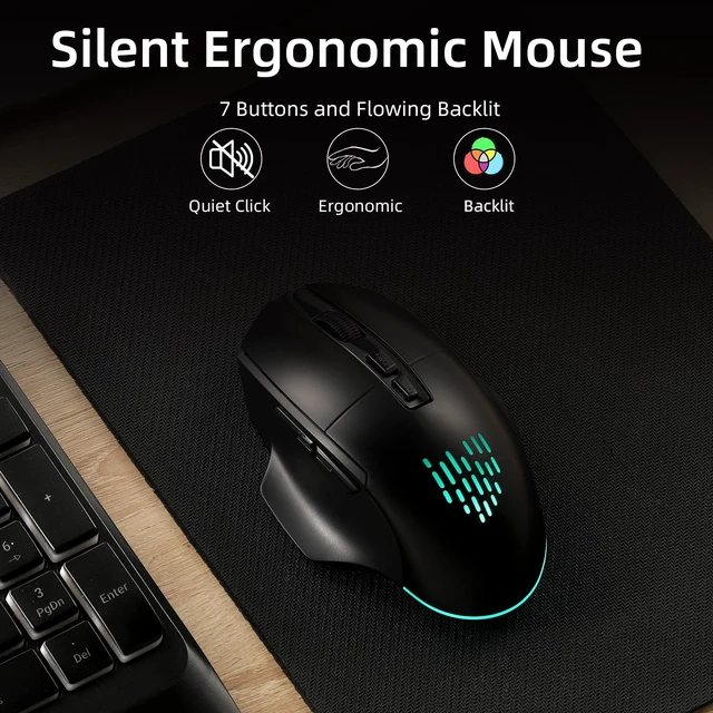 Alt view image 4 of 7 - Hamile Ergonomic Wireless Keyboard and Mouse Combo, Wave Keys Full Size Keyboards with Wrist Rest for Natural Typing,Quiet Backlit Mice,Phone Holder,2.4G Wireless for Computer/Laptop/Windows/Mac,Black