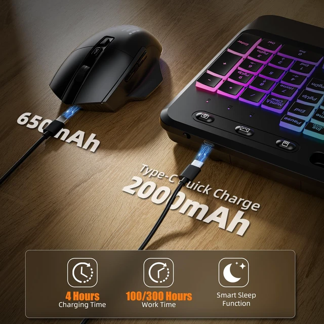 Alt view image 7 of 7 - Hamile Ergonomic Wireless Keyboard and Mouse Combo, Wave Keys Full Size Keyboards with Wrist Rest for Natural Typing,Quiet Backlit Mice,Phone Holder,2.4G Wireless for Computer/Laptop/Windows/Mac,Black