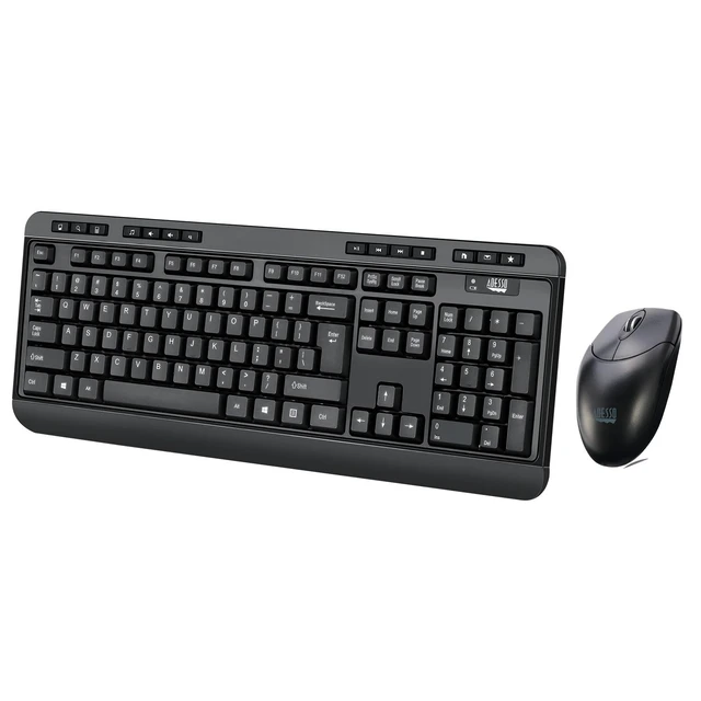 Alt view image 5 of 7 - Adesso TAA Compliant Wireless Desktop Keyboard and Mouse Combo 2.4 GHz RF Long Range Cordless Set Full Size 104 Key Layout Membrane Switches Computer Input for Windows PC Black