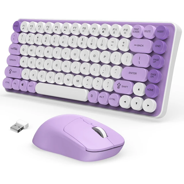 Main image of LAMA Bluetooth/ 2.4GHz Wireless Keyboard and Mouse Combo, Retro 85 Keys Round Keyboard Mouse Set, Adjustable DPI Mouse, Silent Keyboard, Cute Mouse for PC, Windows, MAC, Desktop,Laptop, (PL)