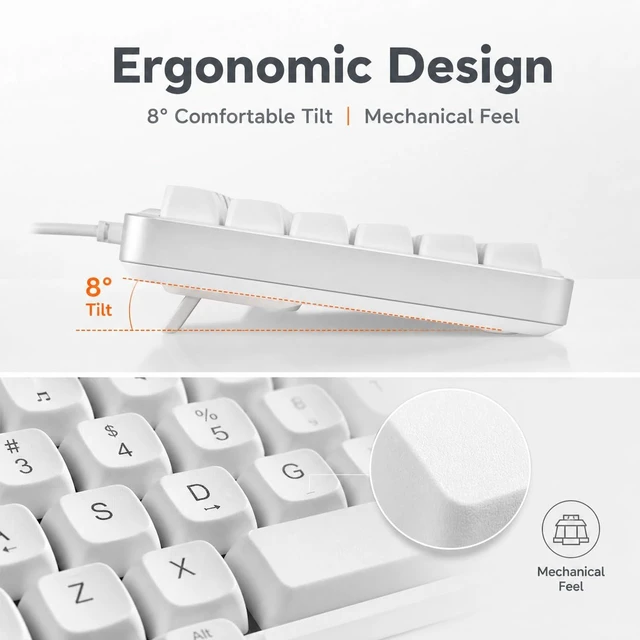 Alt view image 6 of 7 - Wired RGB Keyboard and Mouse Combo, Adjustable Rainbow Backlit, 104-Key Full-Size with Numpad, 6400 DPI Ergonomic High-Precision Mouse, Plug & Play, for PC Laptop Mac Windows Mac Office Gaming (White)
