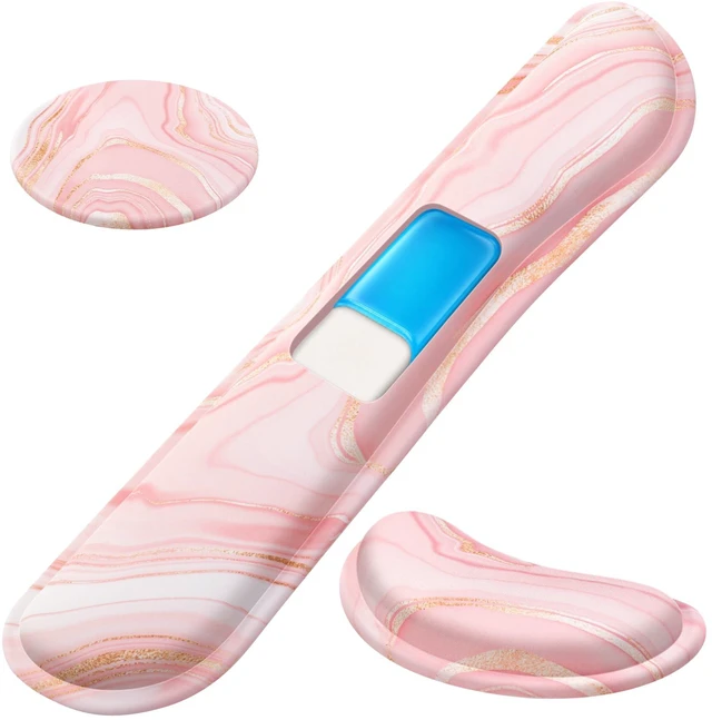 Main image of Retuhapy Keyboard Wrist Rest Set, Gel Memory Foam, 3-Piece, Pink Marble | Silky Wrist Rest for Computer Keyboard and Mouse Pad, Ergonomic Wrist Support for Typing Pain Relief, Office Desk Accessories
