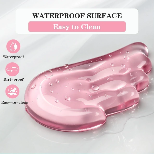 Alt view image 5 of 7 - Angel Wing Gel Wrist Rest for Keyboard and Mouse Pad Set - Pink | Ergonomic Clear Computer Keyboard Wrist Pad Support for Pain Relief, Non-Slip Desk Accessories for Office and Home
