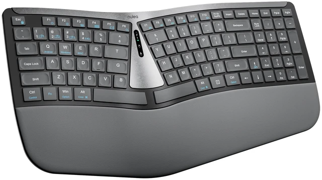 Main image of Nulea Ergonomic Split Wireless Keyboard with Cushioned Wrist Rest | Bluetooth and 2.4G Connection with USB-C Charging, Multi Device Support for Laptop, PC, Mac and Windows