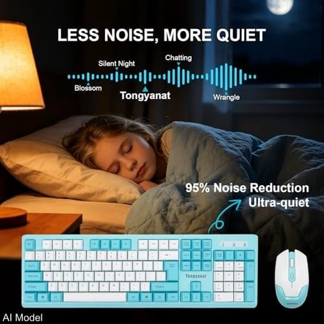 Alt view image 4 of 7 - Tongyangat Wireless Keyboard and Mouse Combo, 2.4G Full-Size Keyboard | Mouse Set Plug & Play, Quiet Click, Ergonomic Design, Compatible with Windows, Mac, Laptop, Desktop, Computer