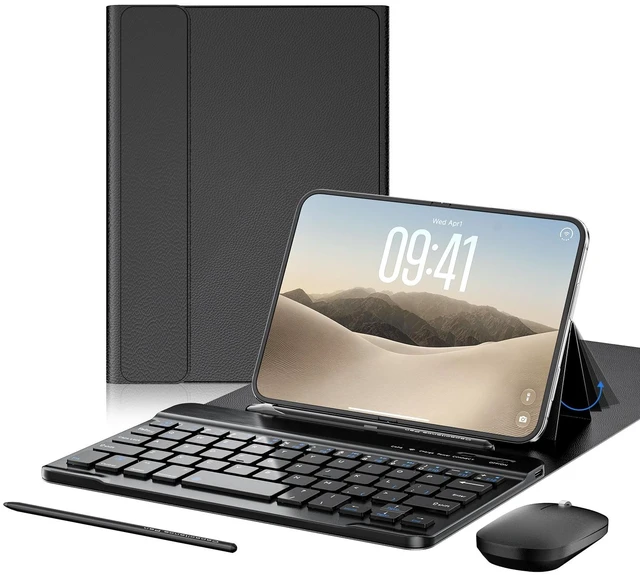 Main image of Compatible with iPhone Duo 4-in-1 Mini Wireless Keyboard and Mouse Combo | 7.9" Compact Small Keyboard, Mouse & Stylus Pen, Leather Cover, Portable Accessories for iPhone Duo, for Travel & Office Use