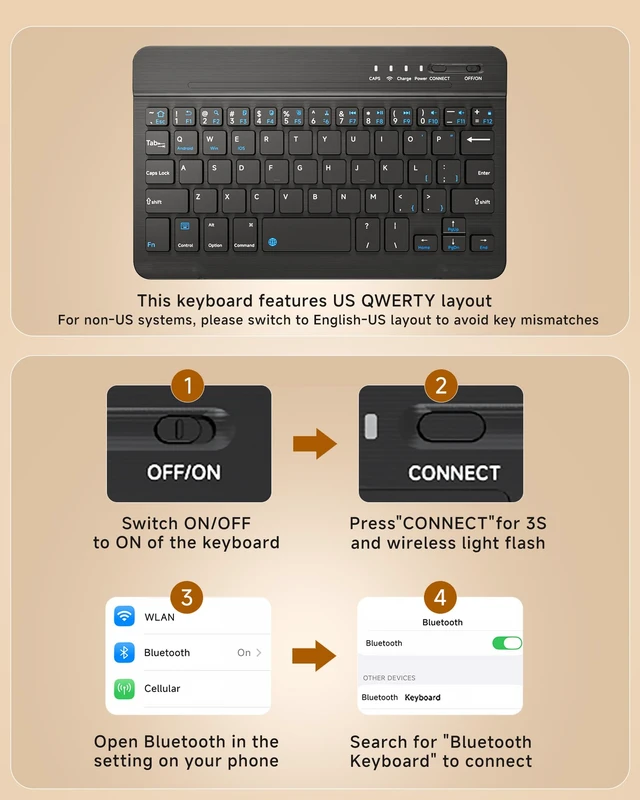 Alt view image 3 of 7 - Compatible with iPhone Duo 4-in-1 Mini Wireless Keyboard and Mouse Combo | 7.9" Compact Small Keyboard, Mouse & Stylus Pen, Leather Cover, Portable Accessories for iPhone Duo, for Travel & Office Use